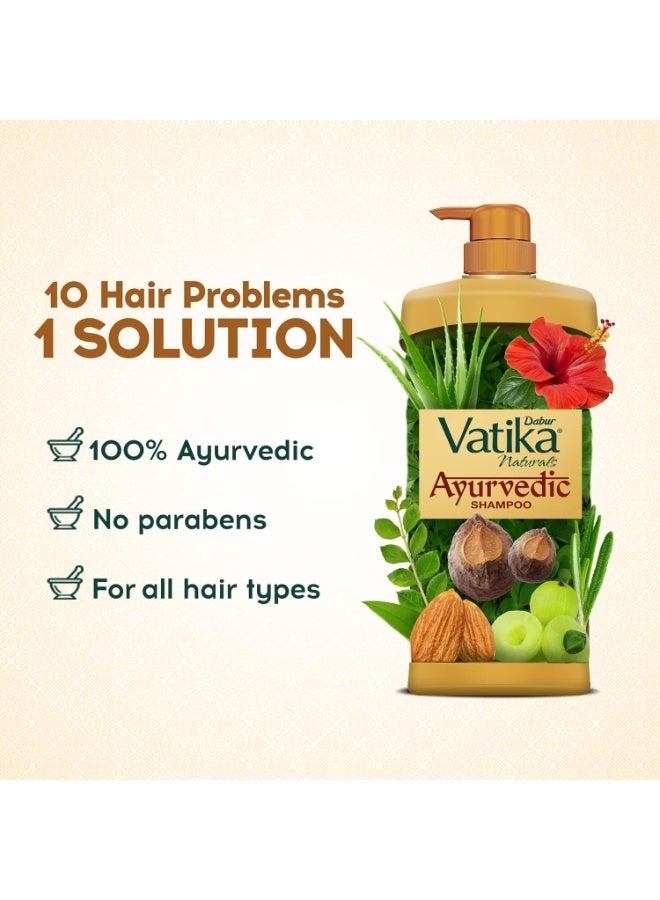 DABUR Vatika Ayurvedic Shampoo, 640ml : Power of Dus Poshan for 10 Hair Problems - Image 4